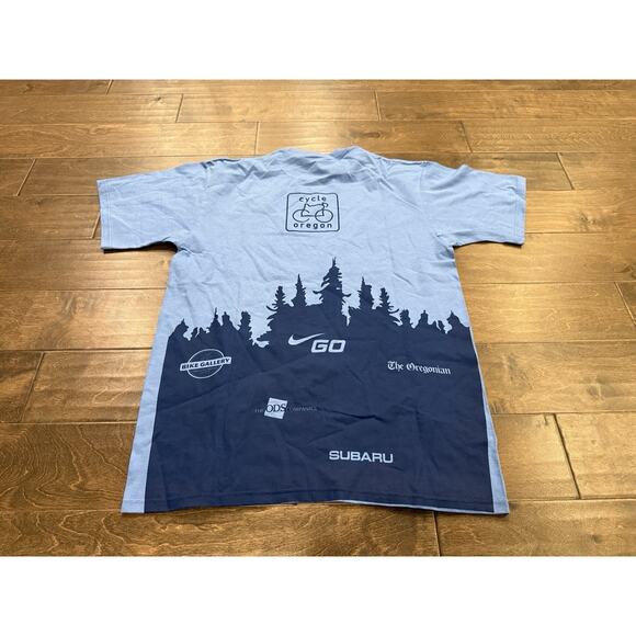 Vintage Y2K Nike Blue Cycle Oregon Tree Back Print T-Shirt Size M MEDIUM - Picture 3 of 8